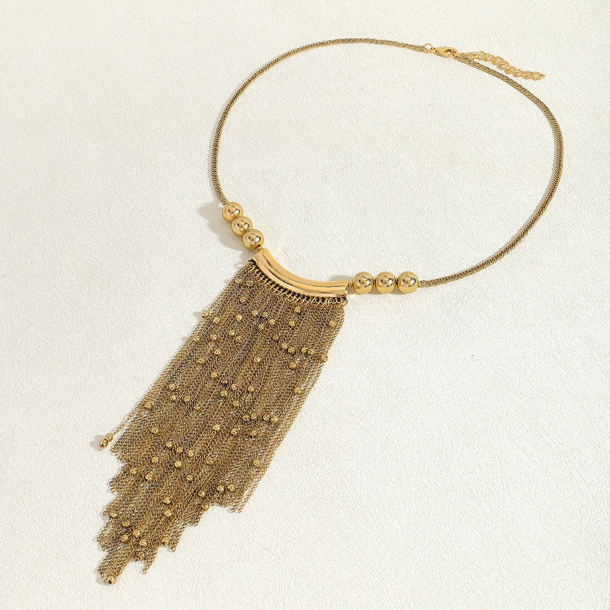 Beaded Tassel Statement Necklace
