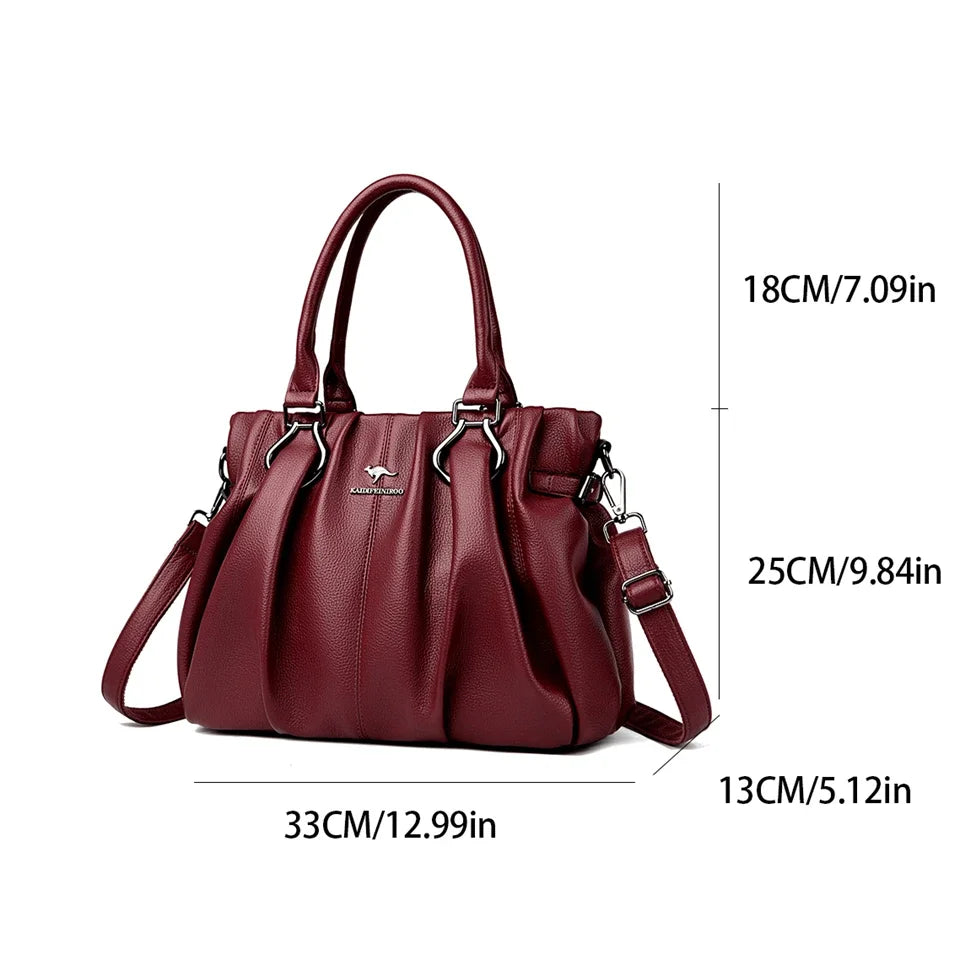 Soft Leather Commuter Tote Bag