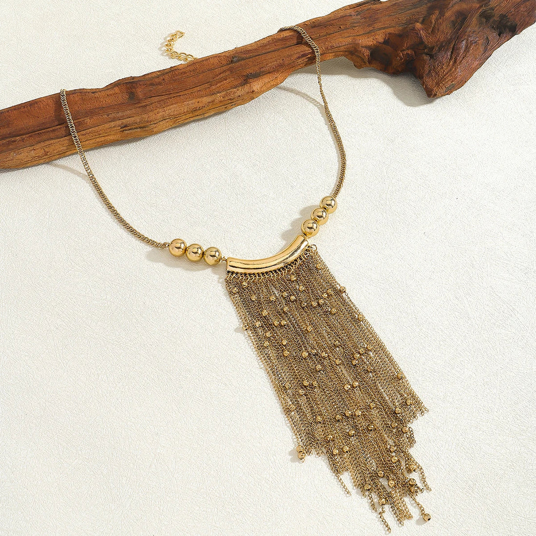 Beaded Tassel Statement Necklace