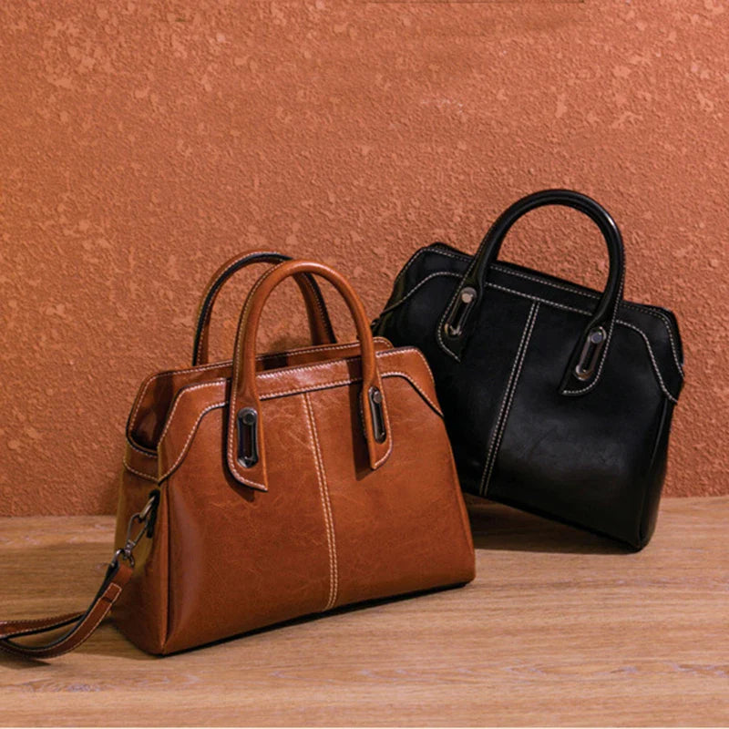 Genuine Leather Crossbody Tote Bag