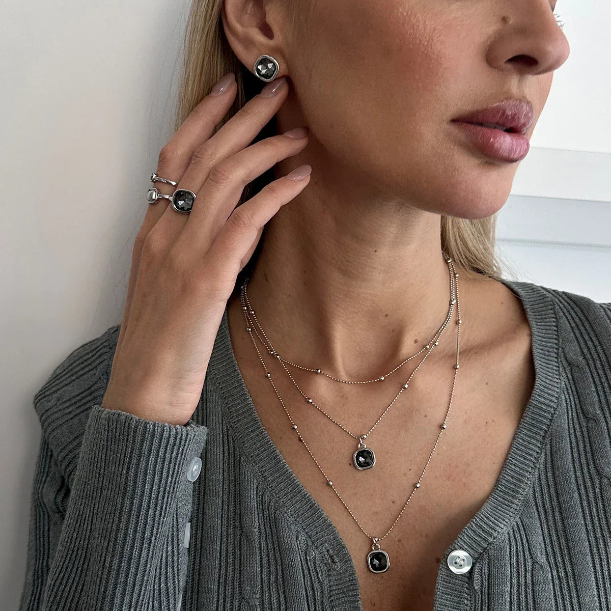 Rhinestone Pendant Jewelry Set Women