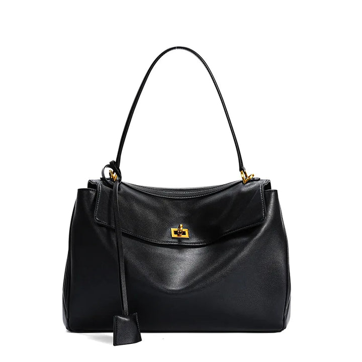 Leather Lock Design Shoulder Bag