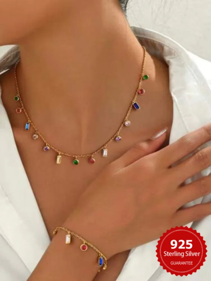 Zircon Necklace Bracelet Jewelry Set