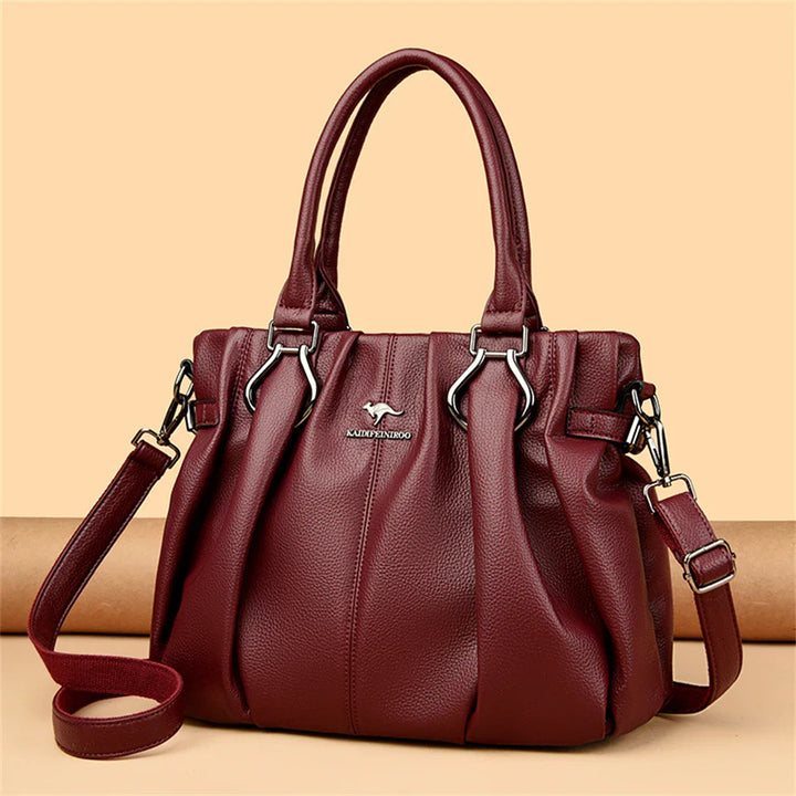 Soft Leather Commuter Tote Bag