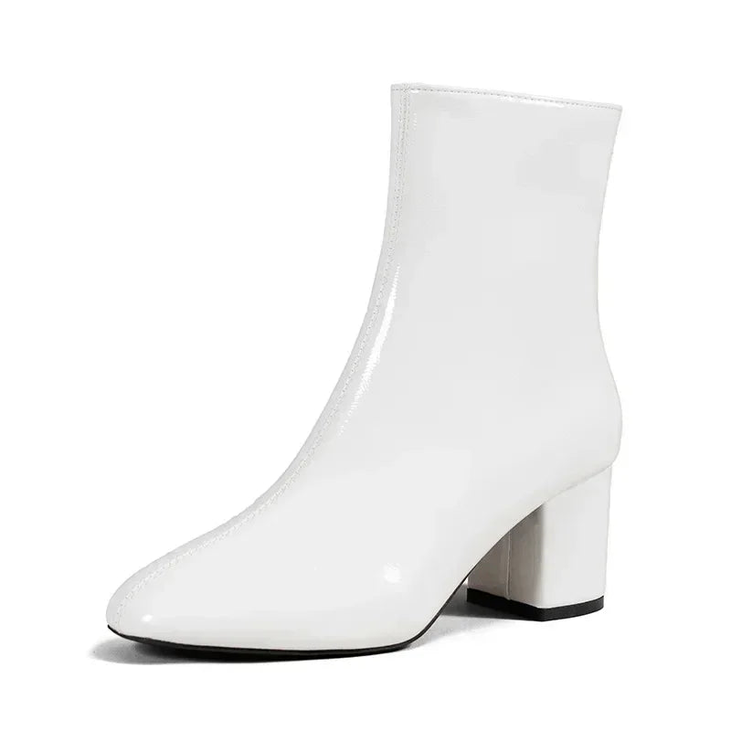 White Zipper Ankle Boots Women