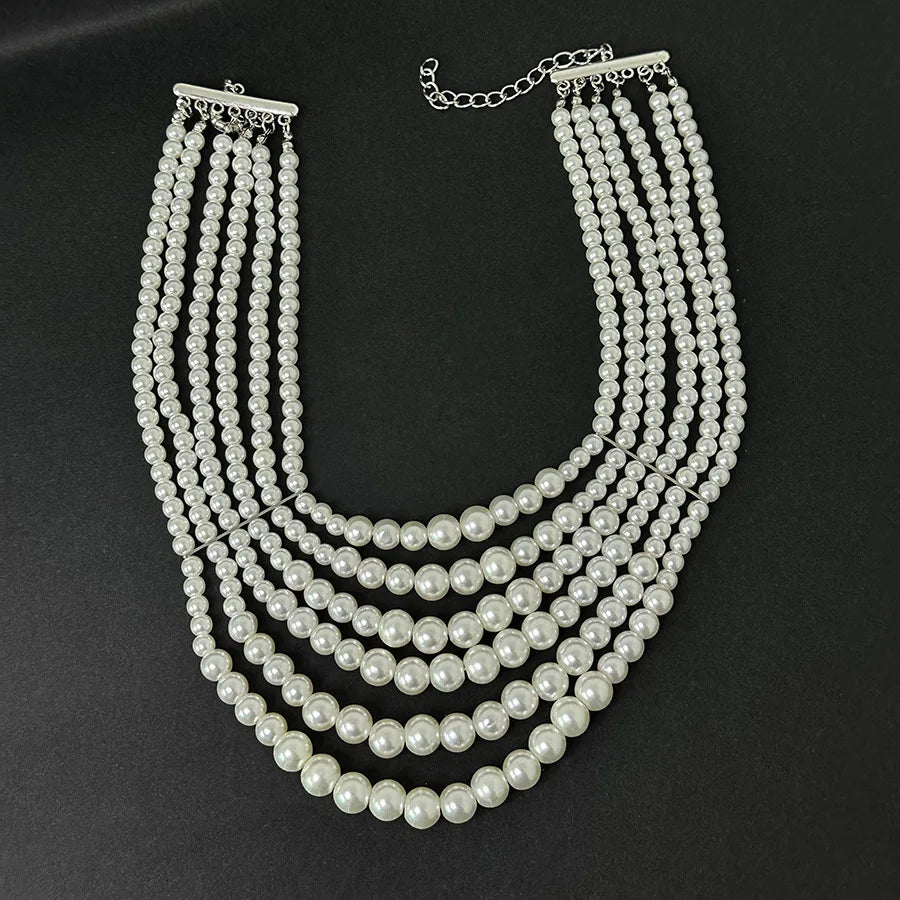 Pearl Fringe Choker Necklace