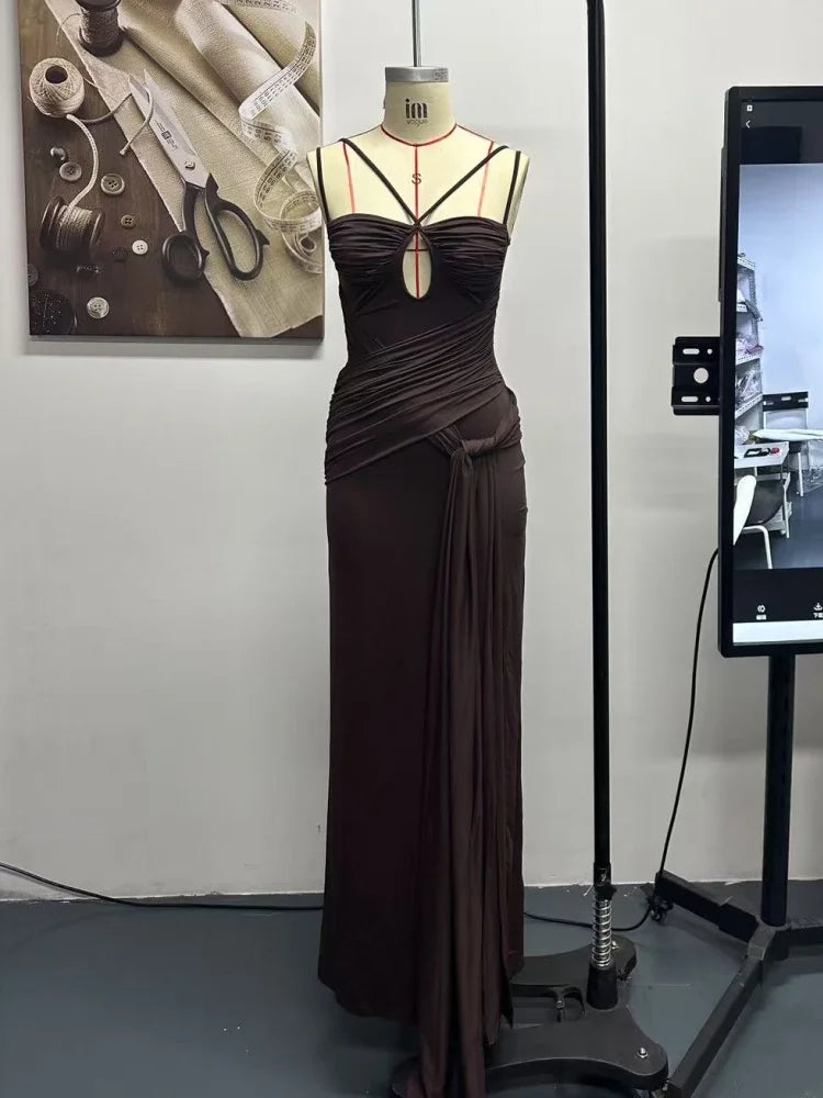 Draped High Slit Formal Dress