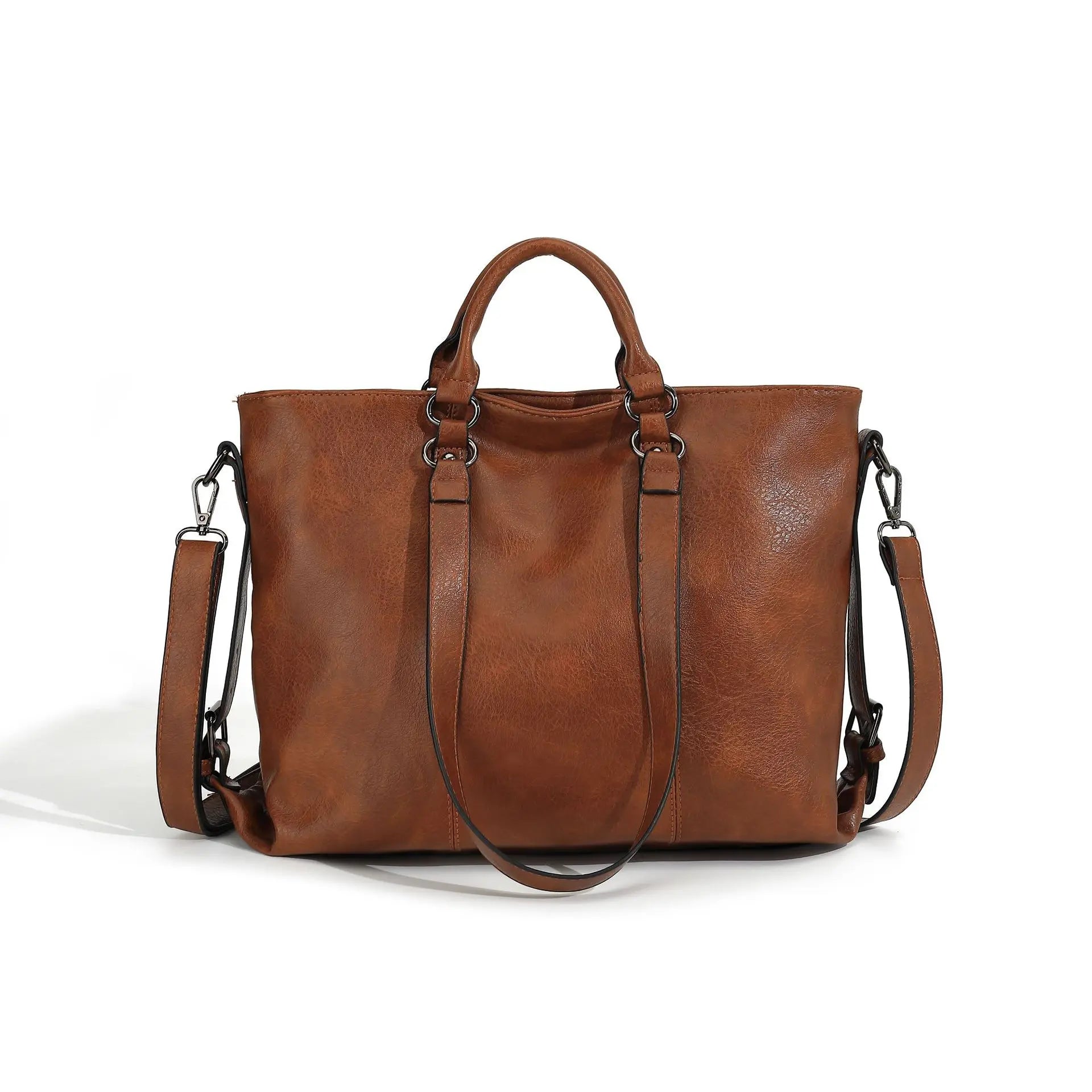 Retro Soft Leather Tote Handbag