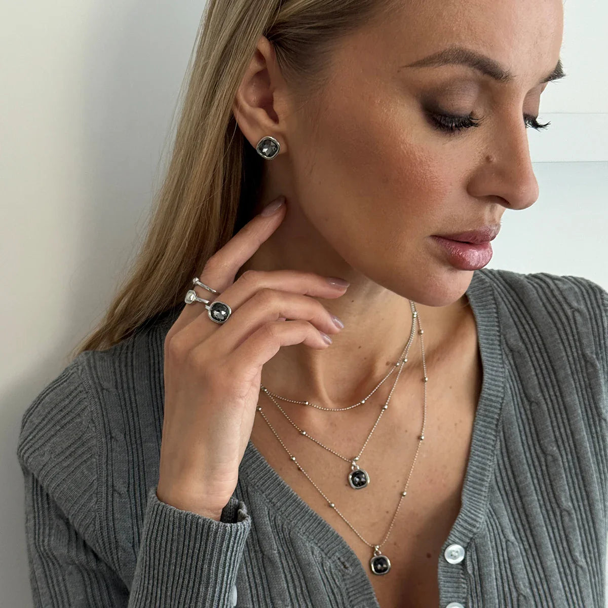 Rhinestone Pendant Jewelry Set Women