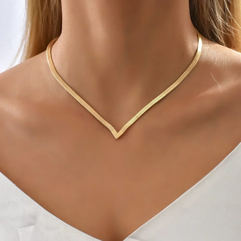 V Shape Chain Choker Necklace