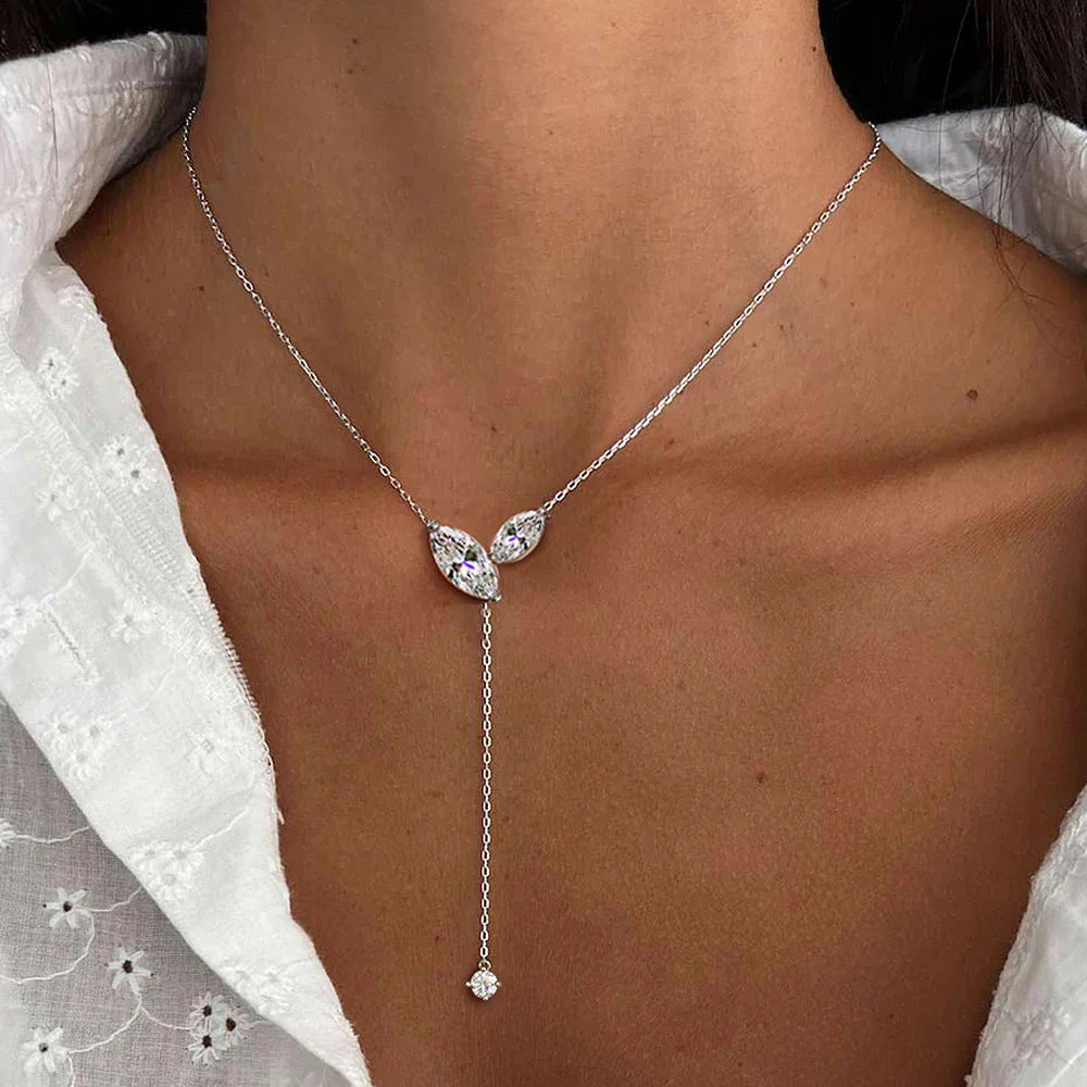 Marquise Cut Pendant Tassel Necklace