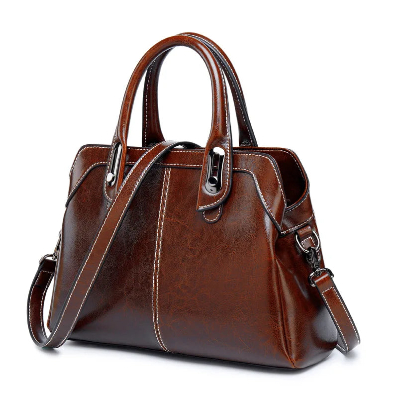 Genuine Leather Crossbody Tote Bag