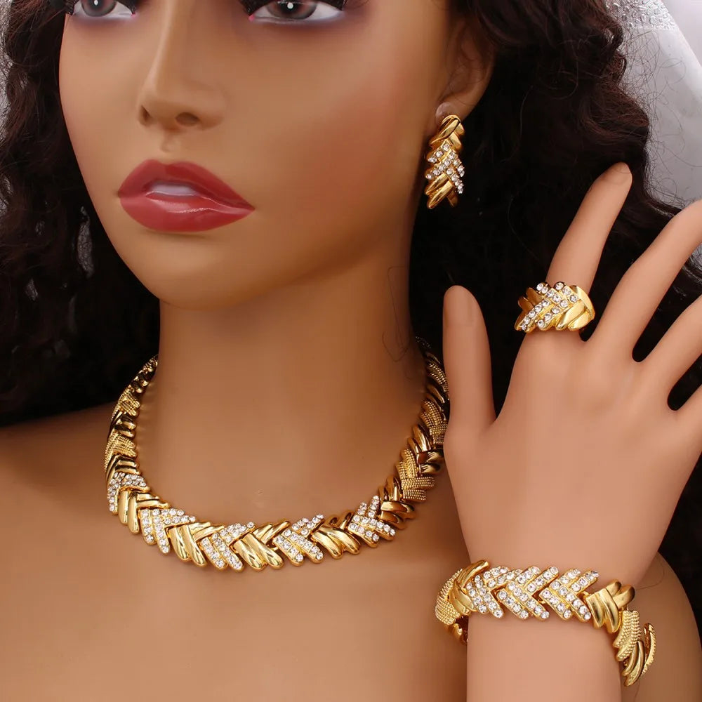 Gold Plated Crystal Jewelry Set