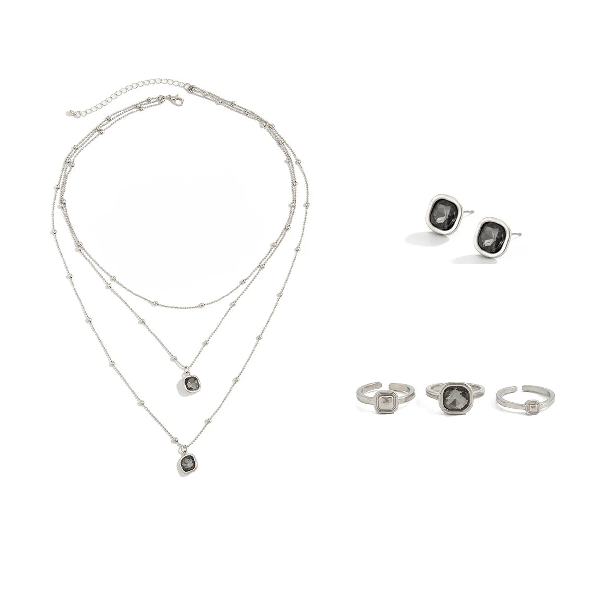 Rhinestone Pendant Jewelry Set Women