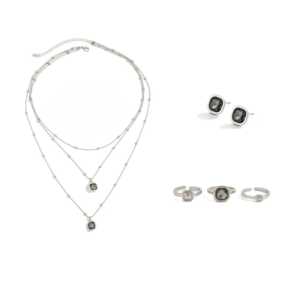 Rhinestone Pendant Jewelry Set Women