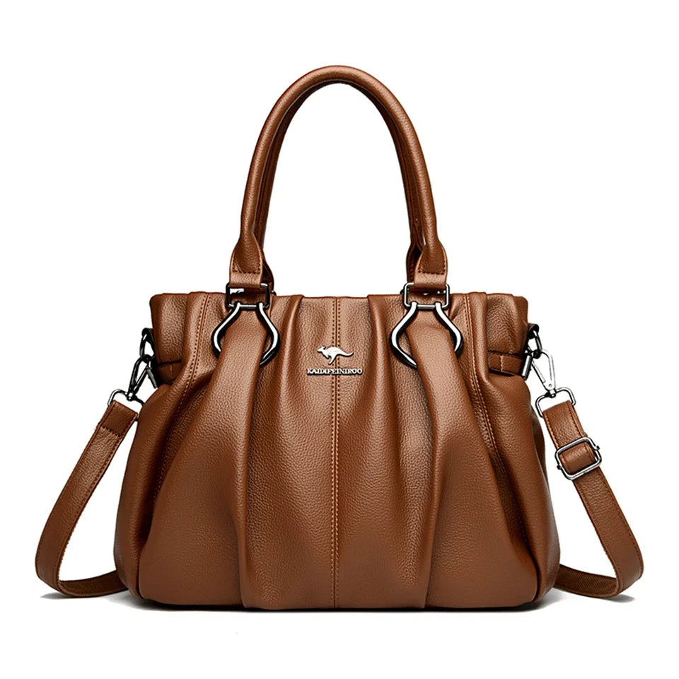 Soft Leather Commuter Tote Bag