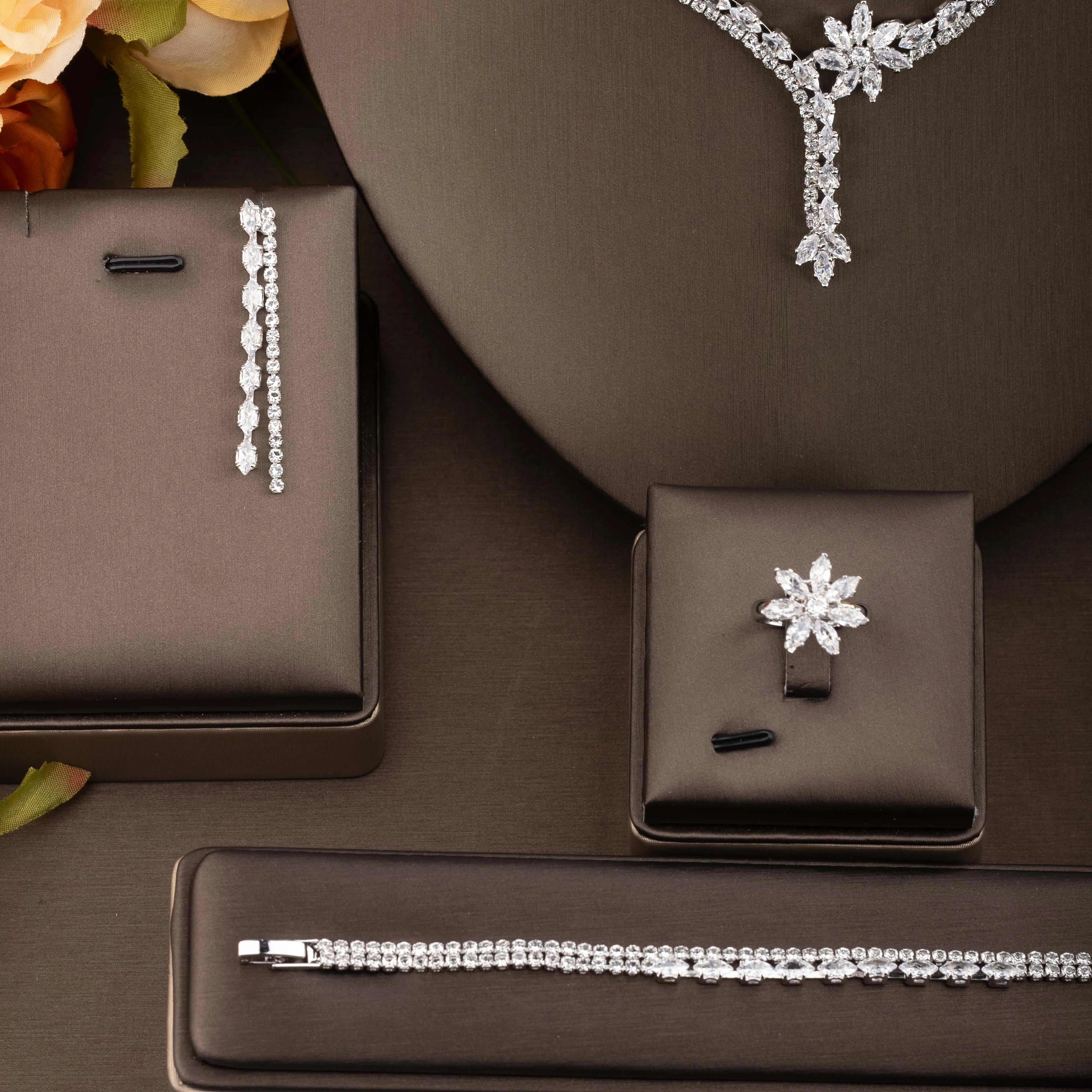 Flower Zirconia Jewelry Set