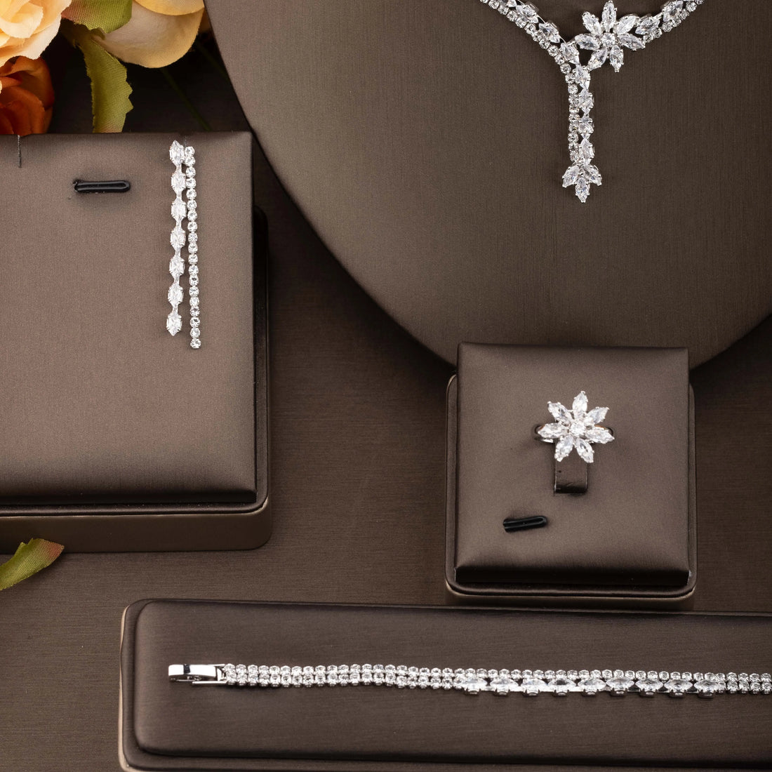 Flower Zirconia Jewelry Set
