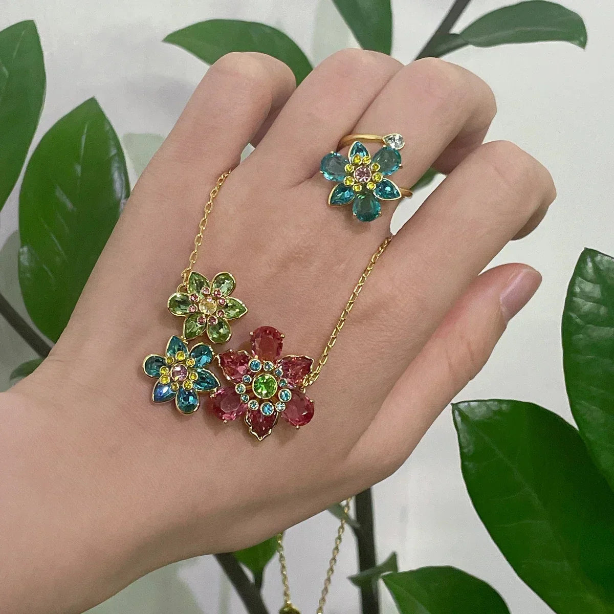 Flower Crystal Jewelry Set