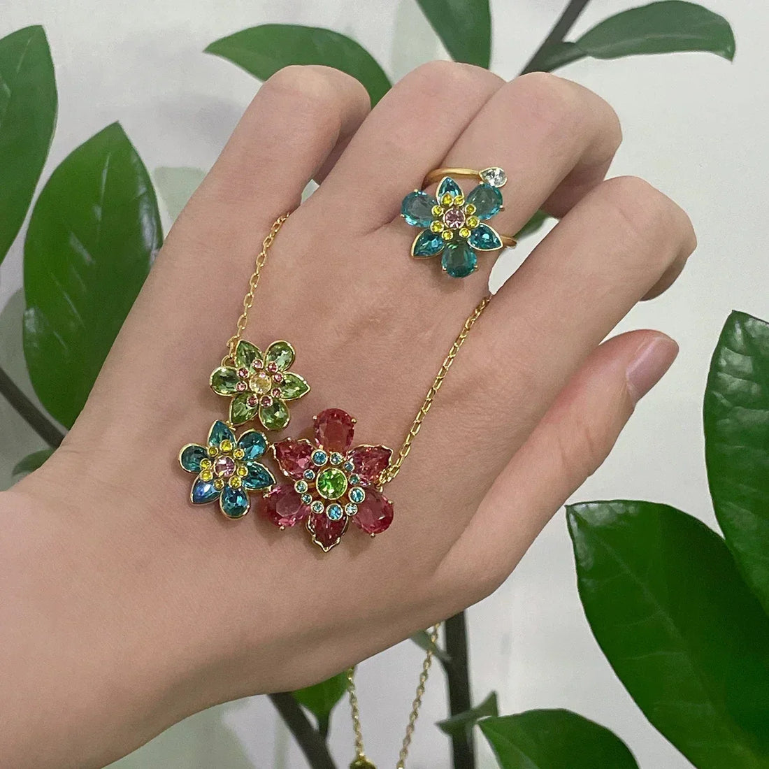 Flower Crystal Jewelry Set