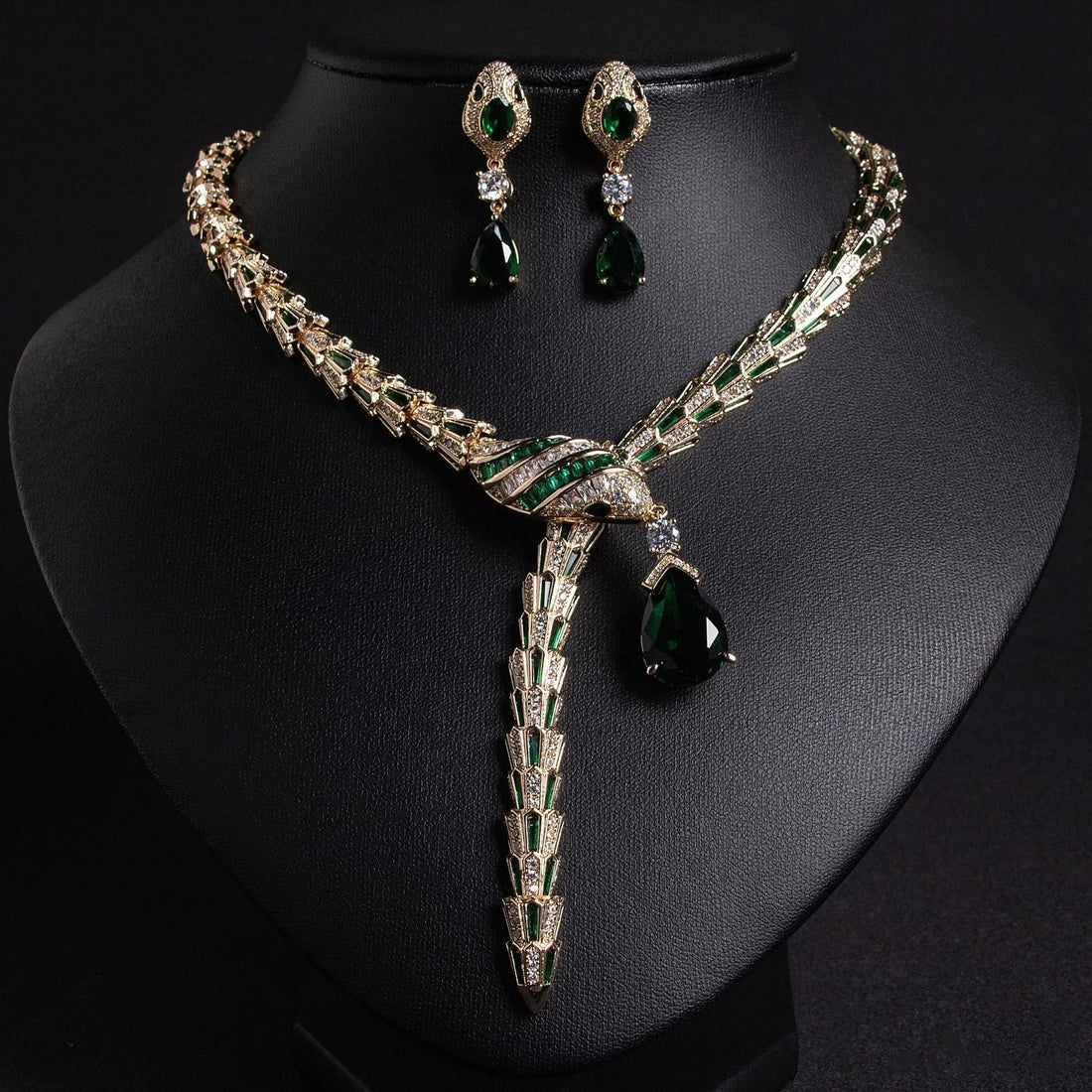 Snake Shape Necklace Earrings Set