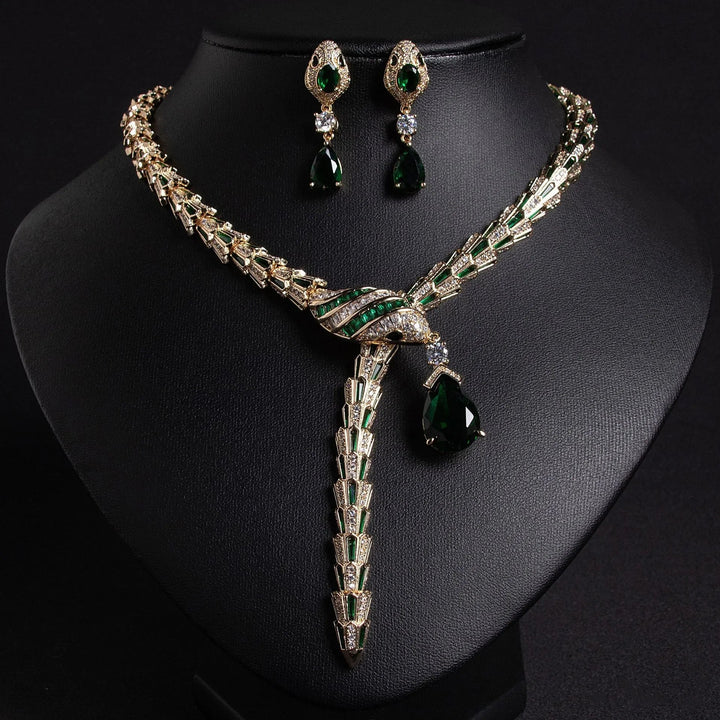 Snake Shape Necklace Earrings Set