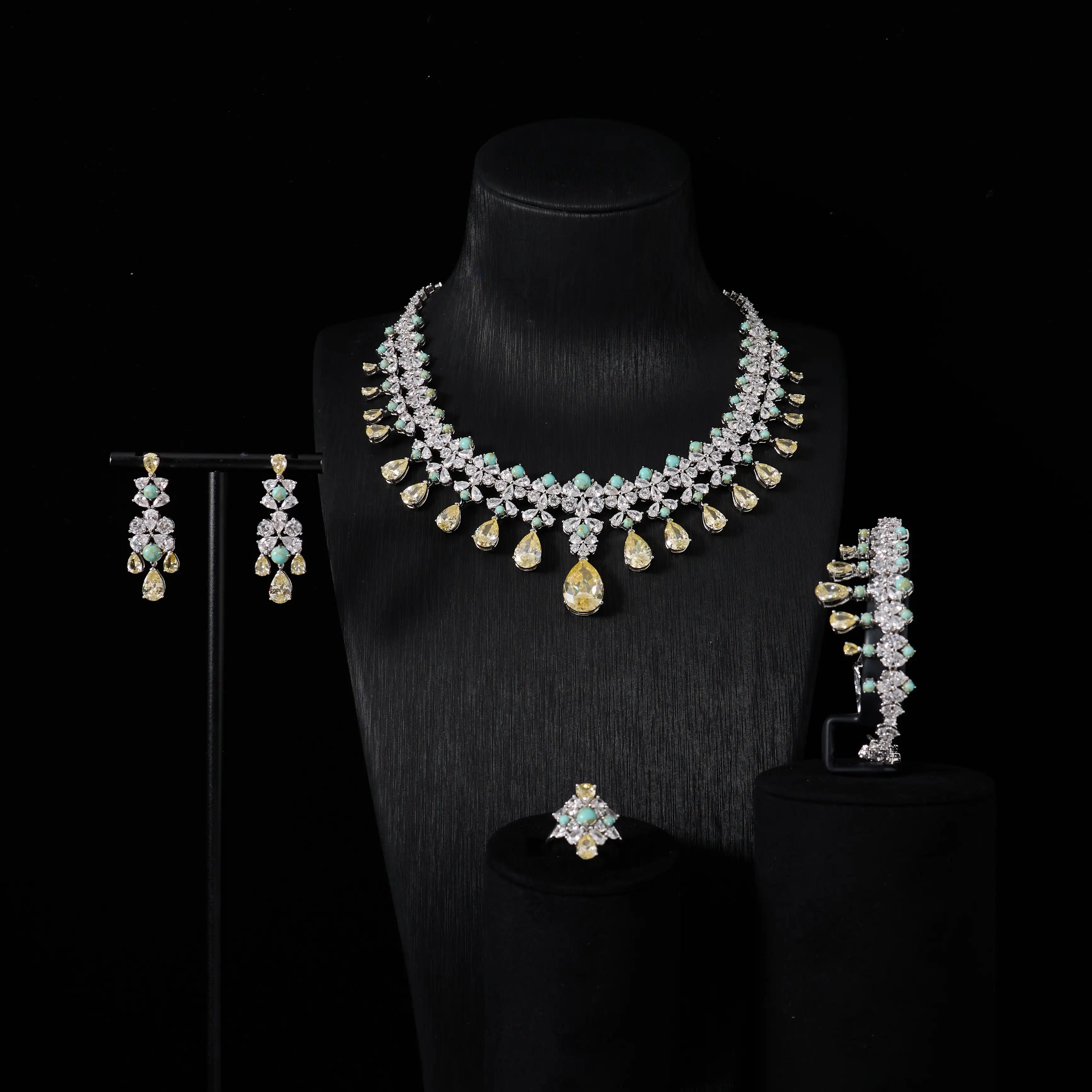 Turquoise Zircon Jewelry Set